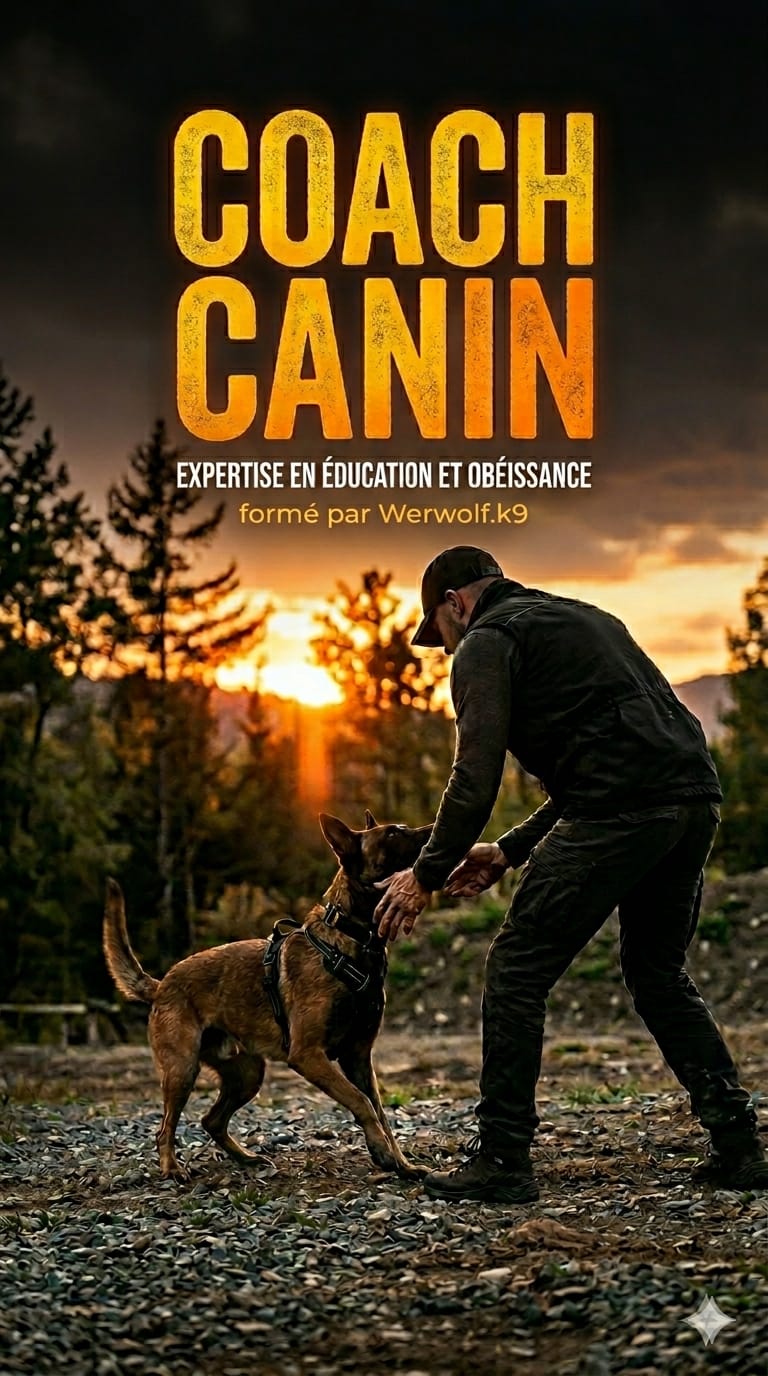 Remy, coach canin formé par Werwolf K9, en séance avec son Malinois